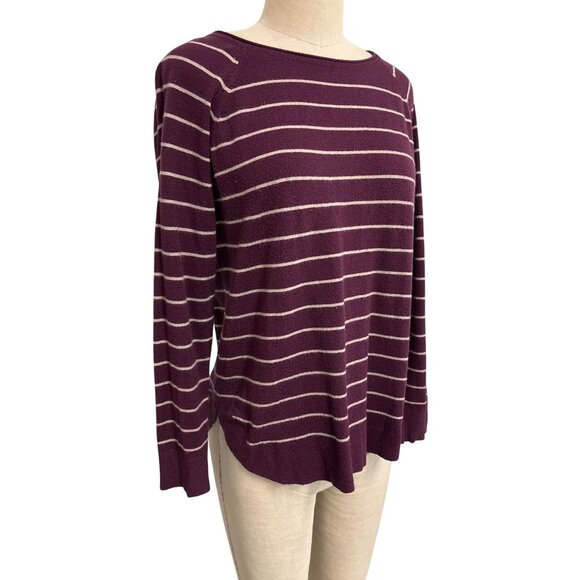 Pink Clover Womens Medium Petite Pullover Striped Knit Sweater Viscose/Nylon Pur - Picture 2 of 10